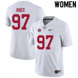 NCAA Women's Alabama Crimson Tide #97 LT Ikner Stitched College 2020 Nike Authentic White Football Jersey SR17M53DN